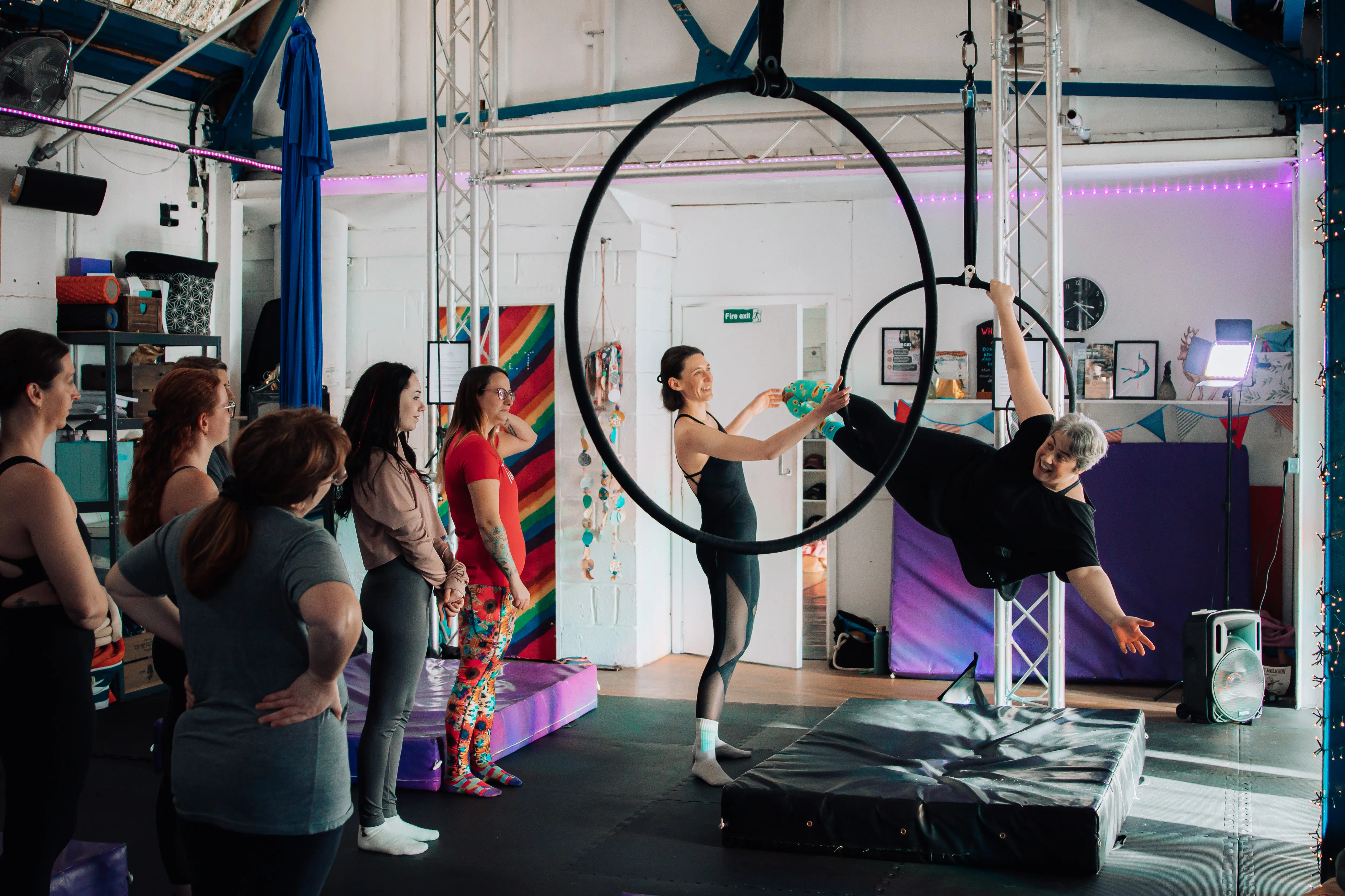 Aerial hoop class at Momentum Pole and Aerial